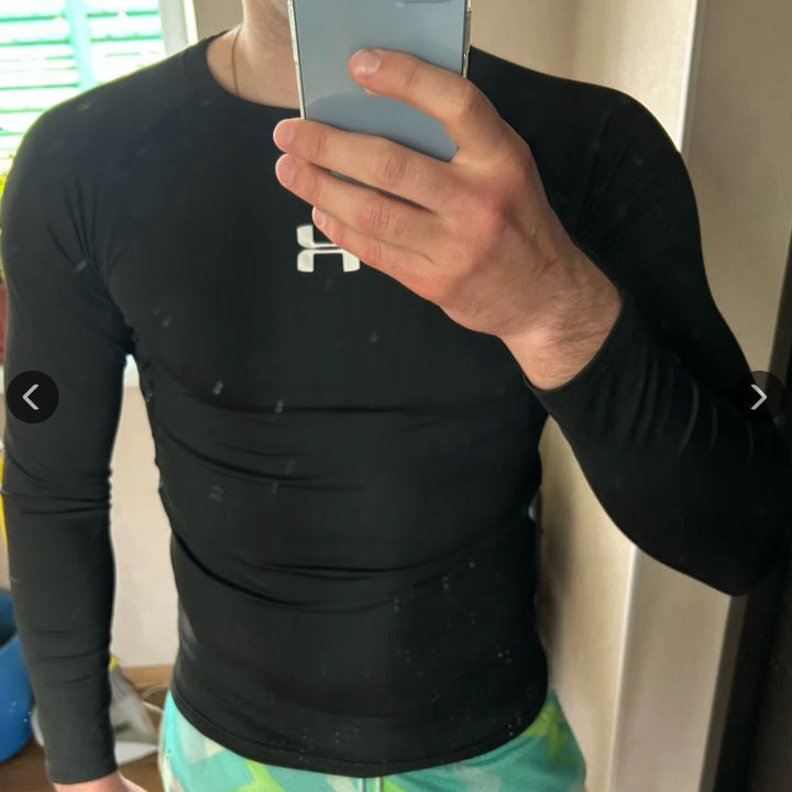 Camiseta de compresión para correr para hombre, camisetas deportivas de manga larga, sudadera para gimnasio y Fitness, chándal para correr, camisetas atléticas para hombre