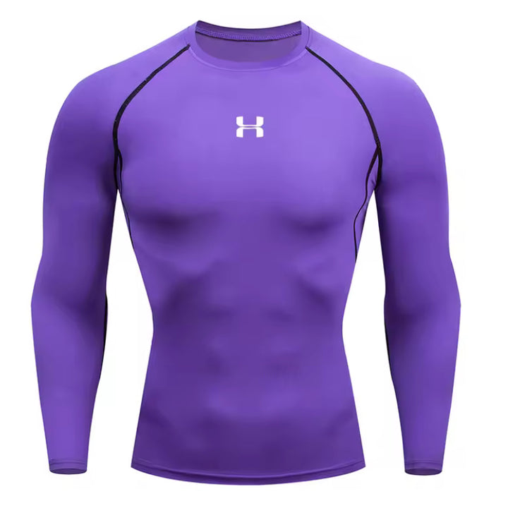Camiseta de compresión para correr para hombre, camisetas deportivas de manga larga, sudadera para gimnasio y Fitness, chándal para correr, camisetas atléticas para hombre