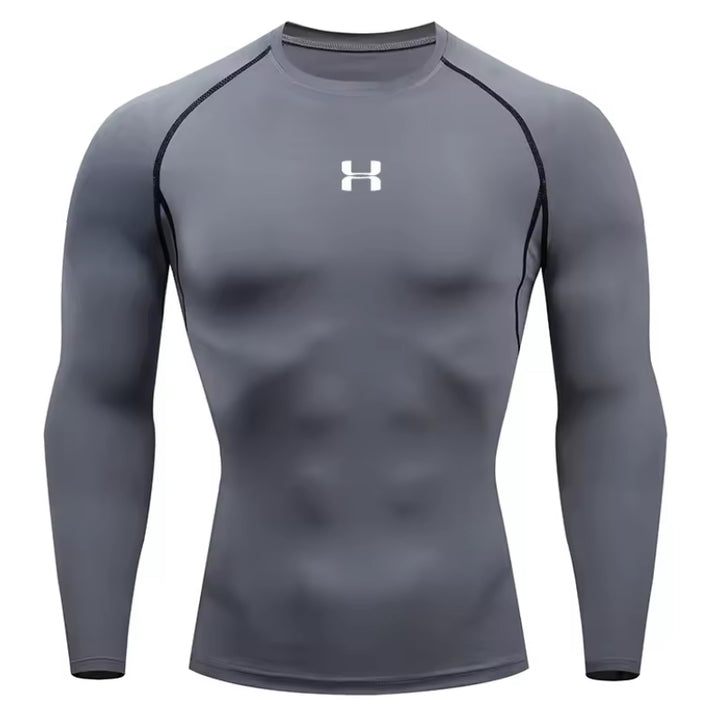 Camiseta de compresión para correr para hombre, camisetas deportivas de manga larga, sudadera para gimnasio y Fitness, chándal para correr, camisetas atléticas para hombre