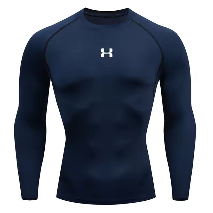 Camiseta de compresión para correr para hombre, camisetas deportivas de manga larga, sudadera para gimnasio y Fitness, chándal para correr, camisetas atléticas para hombre