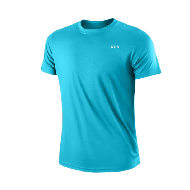 Camiseta deportiva de manga corta de secado rápido para hombre, para gimnasio, running, con absorción de humedad y cuello redondo, para entrenamiento, ejercicio, gimnasio, ligera